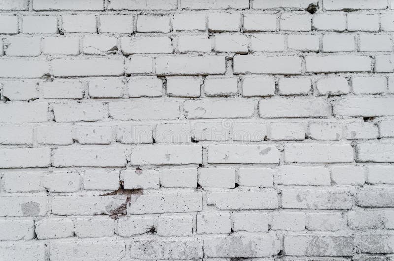 Old White Brick Wall Textured Background. Vintage Brickwall Square Whitewashed Texture. Grunge White Washed Brickwork Surface. Des. Ign Element stock photo