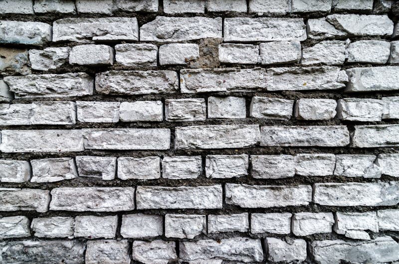 Old White Brick Wall Textured Background. Vintage Brickwall Square Whitewashed Texture. Grunge White Washed Brickwork Surface. Des. Ign Element royalty free stock photo