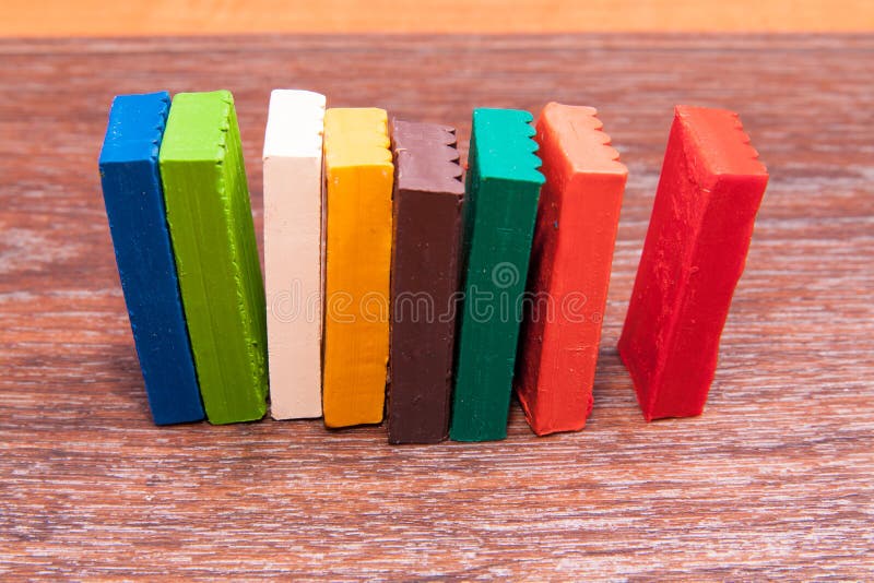 Photo children`s colored plasticine. Materials for creativity. Photo children`s colored plasticine isolated on vintage background. Materials for creativity stock photography