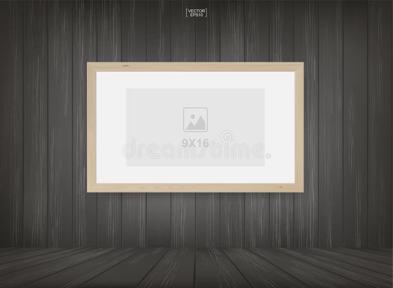 Photo frame or picture frame background in wooden room space. royalty free illustration