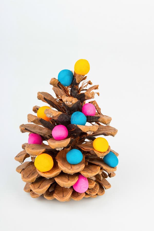 Pine cone and plasticine. Stock image macro royalty free stock images