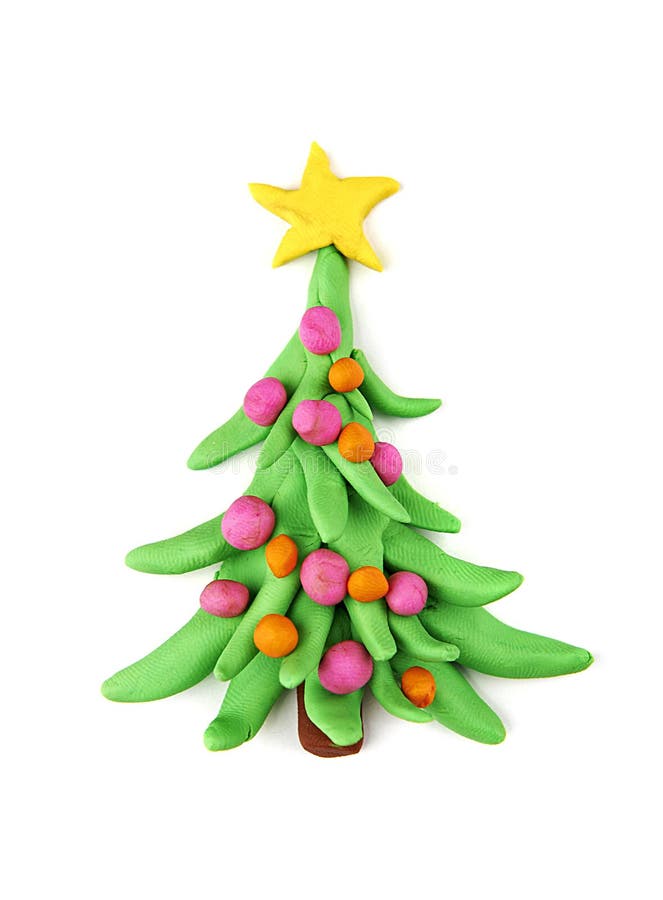 Plasticine christmas tree. Isolated on a white background royalty free stock photography