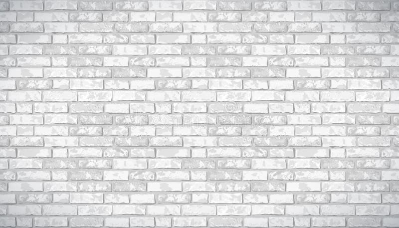 Realistic Vector brick wall pattern horizontal background. Flat wall texture. White textured brickwork for print, paper, design,. Decor, photo background stock illustration