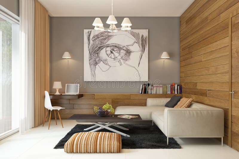Render modern interior of living-room. Illustration of modern interior of living-room vector illustration