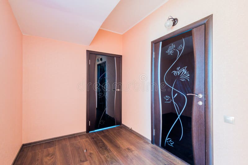 Russia, Moscow- August 05, 2019: interior room apartment modern bright cozy atmosphere. room doors, repair corridor.  stock photos
