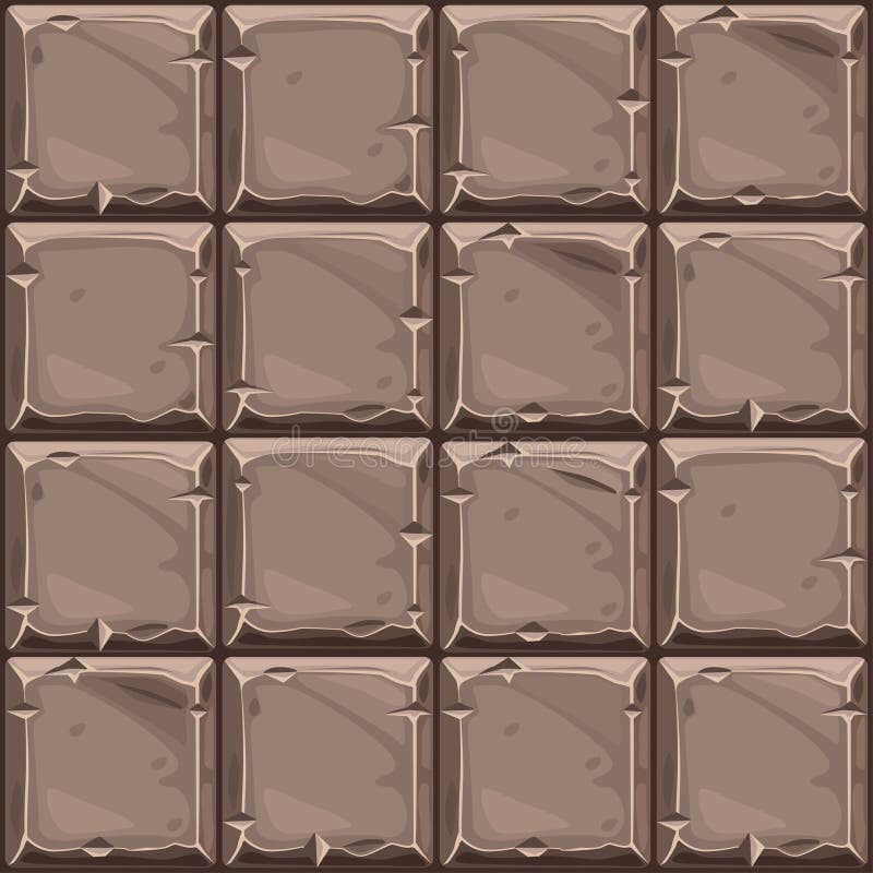 Seamless texture of brown square stone, background stone wall tiles. Vector illustration for user interface of the game. Seamless texture of brown square stone stock illustration