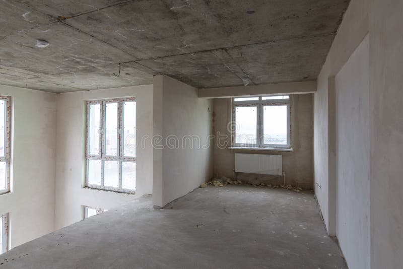 Second floor in two-level apartments in a new building, without repair. Second floor in two-level apartments in  a new building, without repair stock photos