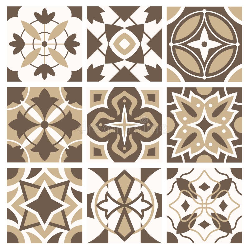 Set of brown ceramic tiles pattern. Vector illustration stock illustration
