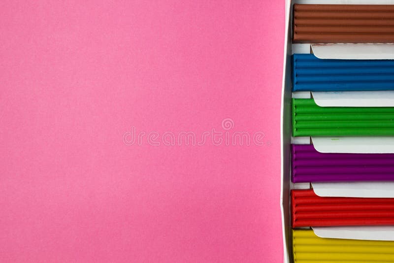 A set for children`s creativity is a multi-colored plasticine stock photography
