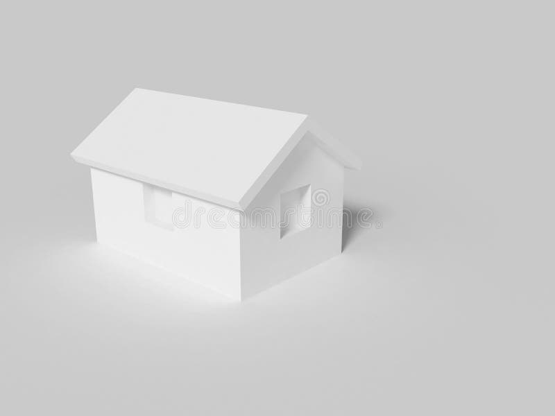 Simple small white house model on gray background 3d stock illustration