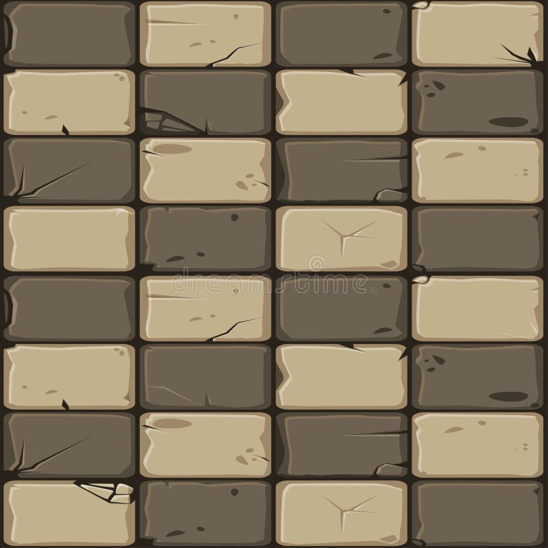 Texture of brown stone tiles, seamless background stone wall. Vector illustration for user interface of the game element. Texture of brown stone tiles, seamless royalty free illustration