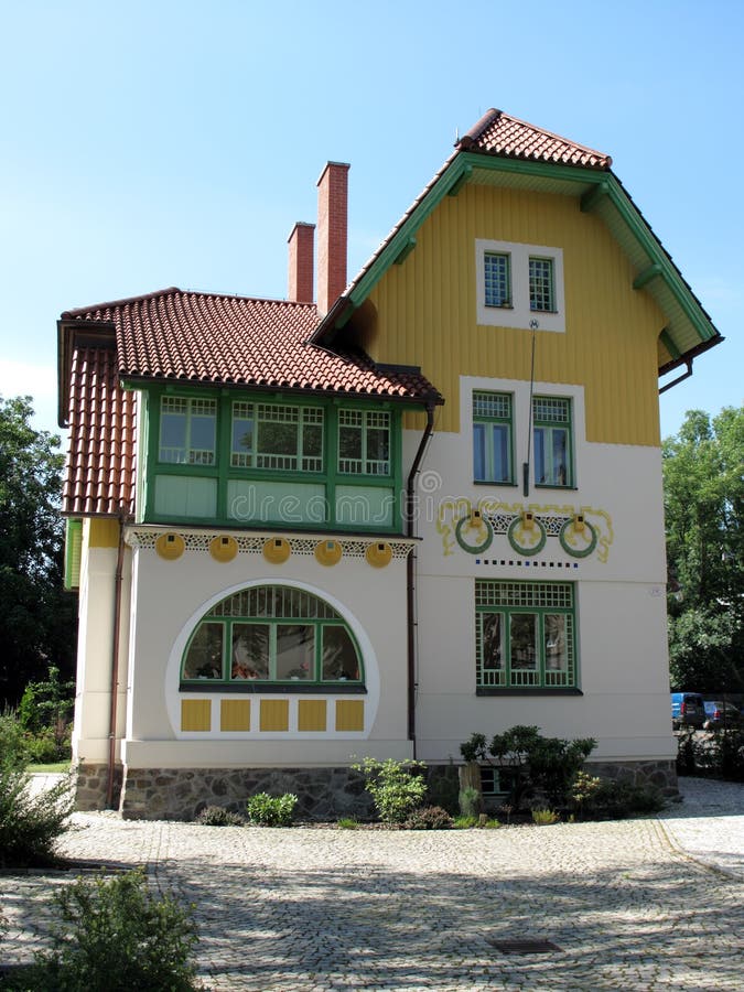 Unique art nouveau villa stock photo