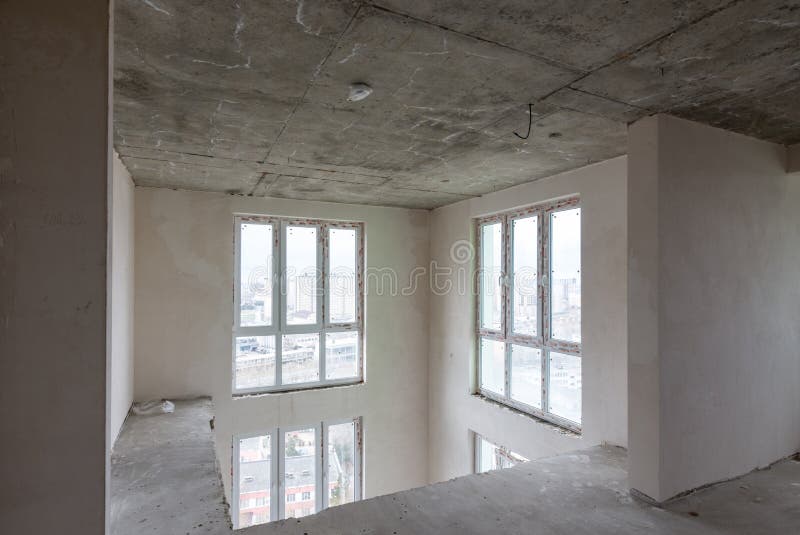 View of the windows of the second light in the apartments without repair from the developer. View of the windows of the second light in the apartments without royalty free stock photography