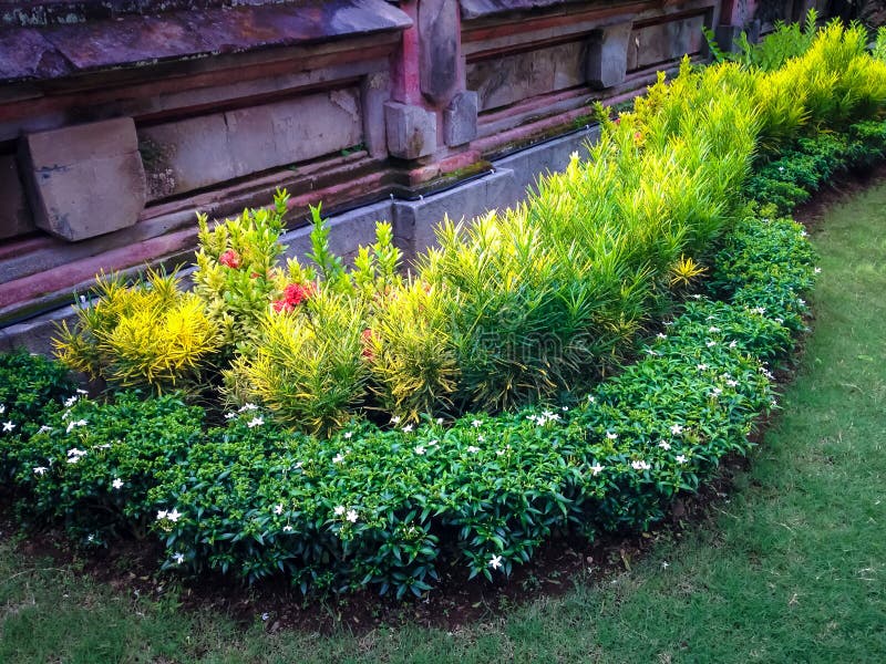 Winding Garden Shape Design In The Yard Of Buddhist Monastery In Bali stock photo