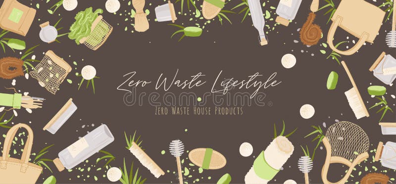 Zero Waste Vector Concept illustration in Minimalism Style, with Reusable and Recycle Zero Waste products about Kitchen vector illustration