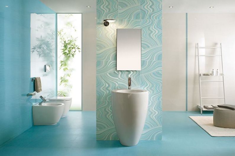 Бирюзовая ванная в стиле минимализм - Дизайн интерьера
