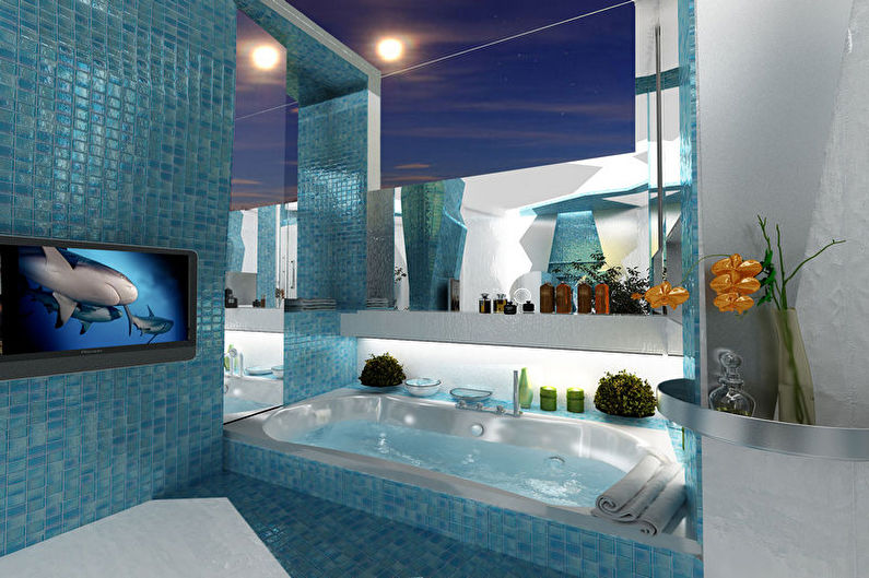 Бирюзовая ванная в морском стиле - Дизайн интерьера