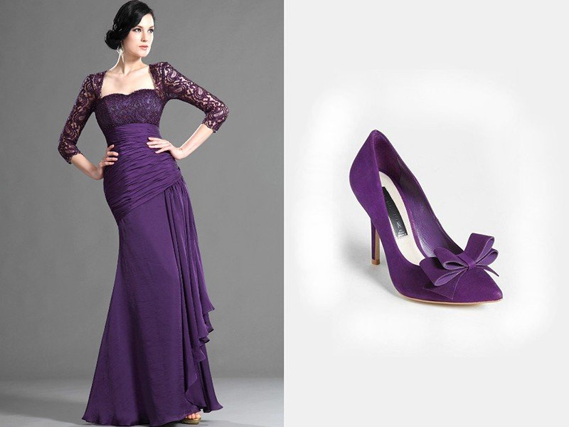 фиолетовое платье длинное с рукавами ажурными 