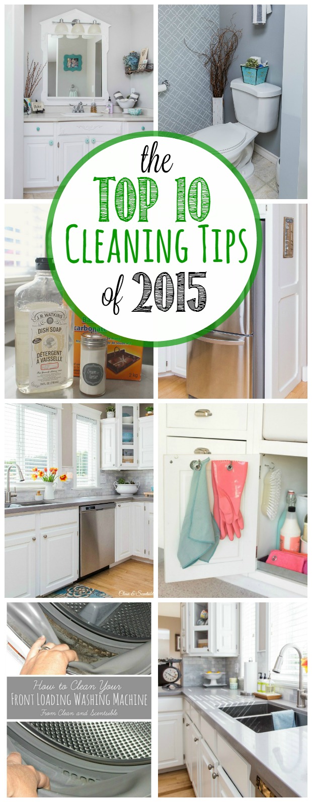 The best cleaning tips from 2015 - tons of great green cleaning ideas and tricks to get your home cleaned from top to bottom. A must pin!