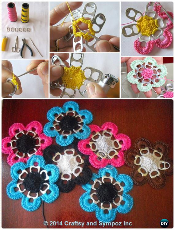DIY Pull Tab Flower Snowflakes Instructions - DIY Snowflake Craft Ideas Projects 