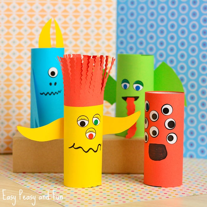 Cute Paper Roll Monsters Halloween Craft for Kids