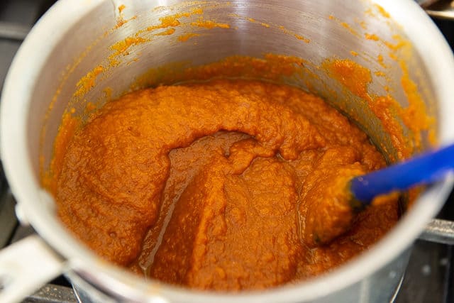 Homemade Pumpkin Butter - Cooked Down in a Saucepan