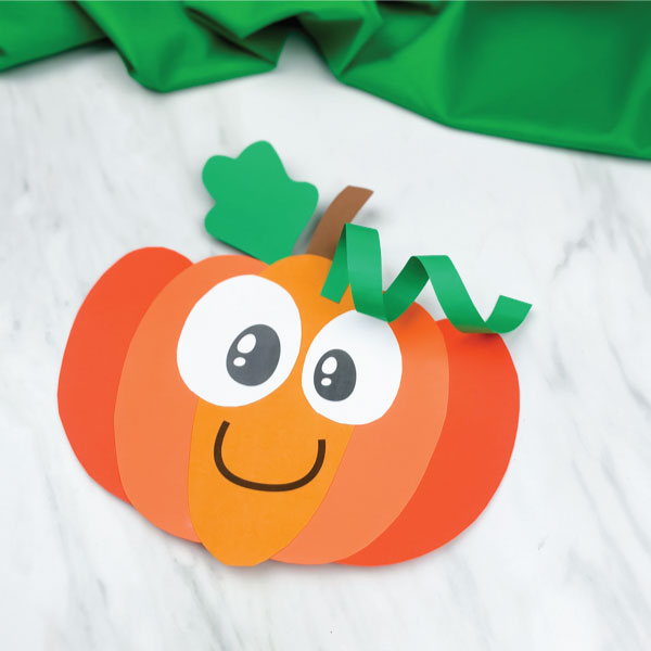 orange paper pumpkin craft for kids