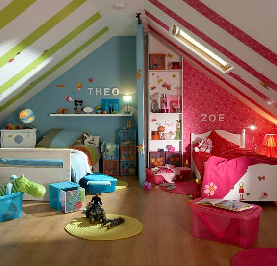 Цветовое разделение зон в детской комнате